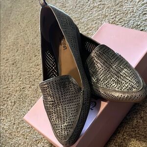 Silver Perforated Loafers